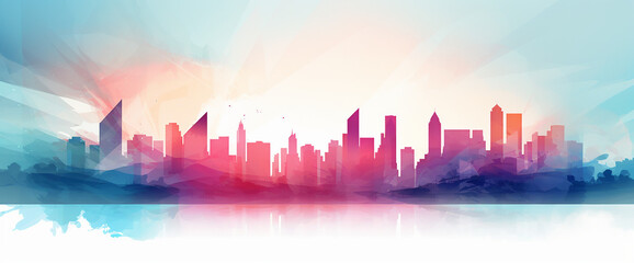 Fototapeta premium skyline background illustration, generative AI
