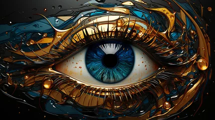 Tuinposter stained glass window abstract background with eye. © soysuwan123