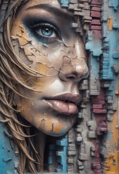 3d illustration of an abstract background with a woman with a face3 d illustration of an abstract background with a woman with a face beautiful woman with abstract pattern