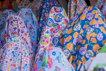 Fabrics with dia de muertos pattern 