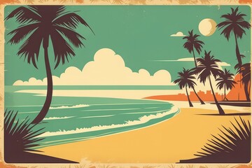 Fototapeta na wymiar tropical beach, palm tree, vector background illustration tropical beach, palm tree, vector background illustration vintage background with tropical palm tree