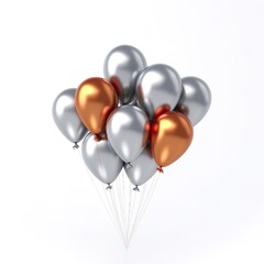 gold and silver balloons on gray background. generative AI