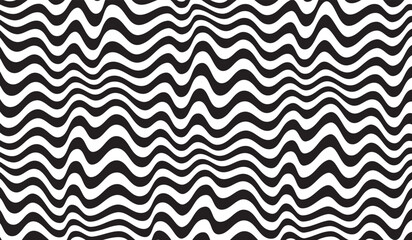 Abstract seamless vector pattern. Waves. Lines. Distorted. Isolated. Vector seamless pattern. Abstract op art texture with bold monochrome wavy stripes. Creative background with distorted lines. 