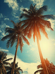 "Summer Palms Gracing a Mexican Beach"