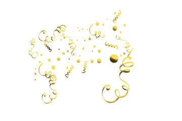 Golden Spiral Celebration Vector Black Background. Carnival Streamer Illustration. Serpentine Party Design