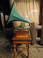 old gramophone on a table