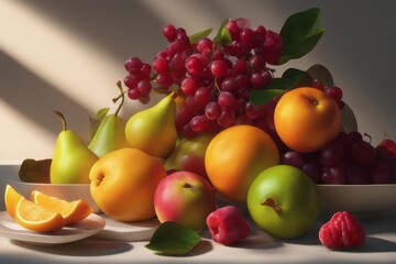 composition with different fruits composition with different fruits fresh fruits and berries on the table