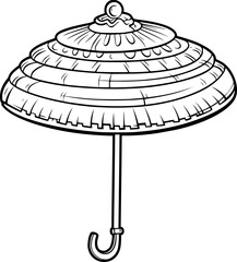 Outline illustration of umbrella for coloring book