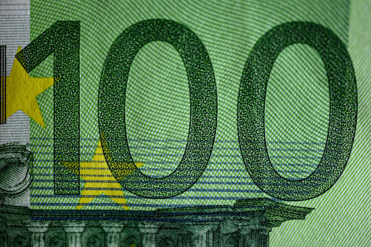 Hundred Euro bill close up. High quality photo
