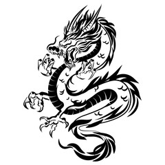 Symbol of New 2024 year. Traditional Chinese Dragon for tattoo design, symbol of New 2024 year