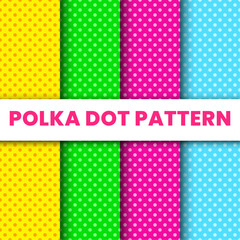 Colorful polka dot pattern bright background design set. suitable for wallpaper, wrapping paper and fabric