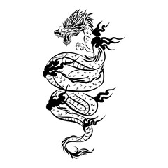 Symbol of New 2024 year. Traditional Chinese Dragon for tattoo design, sticker design