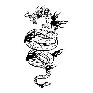 Symbol of New 2024 year. Traditional Chinese Dragon for tattoo design,