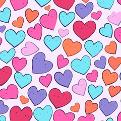 Candy hearts quirky doodle pattern, background, cartoon, vector, whimsical Illustration