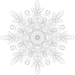 Botanical leaf mandala for meditation coloring