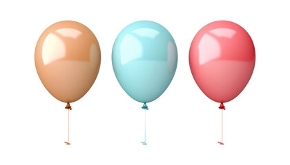 blue brown pink balloons isolated on transparent background cutout