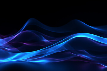 Fototapeta premium curved blue neon light wave.