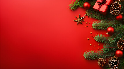 Realistic christmas red background.
