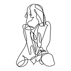 woman face continuous line drawing