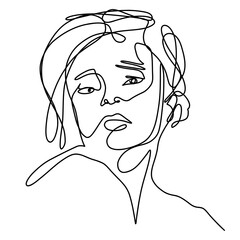 woman face continuous line drawing