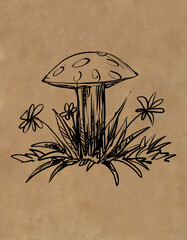 mushroom toadstool, sketch - digital painting  © neurostructure