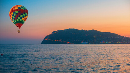 Balloon at evening at Alanya coast, Turkey