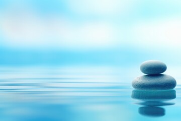 Stones in Blue Water - Minimalistic Image - Calm and Tranquility - AI Generated