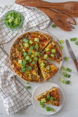 Quiche - open tart pie with morel mushrooms