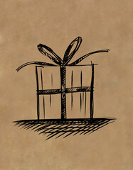 gift in a package, sketch - digital painting  © neurostructure