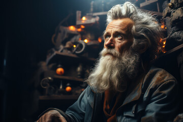 Obraz premium A philosopher deep in thought, pondering the mysteries of existence and the nature of reality. Concept of metaphysical inquiry. Generative Ai.