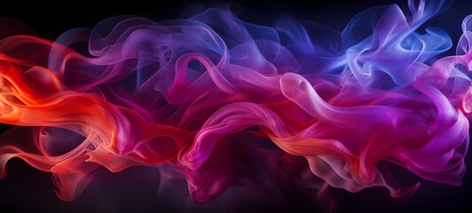 Obraz premium Mist texture. Color smoke. Paint water mix smoke abstract background. Blue purple red smoke, gradient smoke effect. Ai