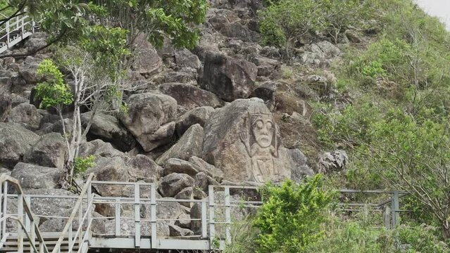 Chaquira close to San Agustin is popular travel destination in Colombia and known for its archaeological park with pre columbian megalithic stone sculptures.