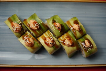 sushi, rolls, Japanese food, fish, rice