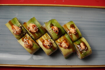 sushi, rolls, Japanese food, fish, rice