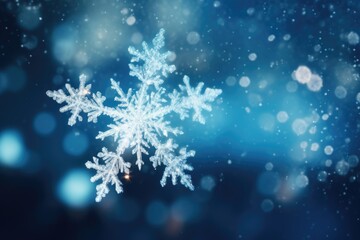 Fototapeta na wymiar 3D illustration of a transparent snowflake decoration isolated on a light blue background