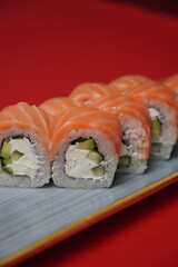 sushi, rolls, Japanese food, fish, rice