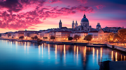 Fototapeta premium night cityscape of budapest, hungary