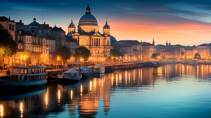 Naklejka premium night cityscape of budapest, hungary