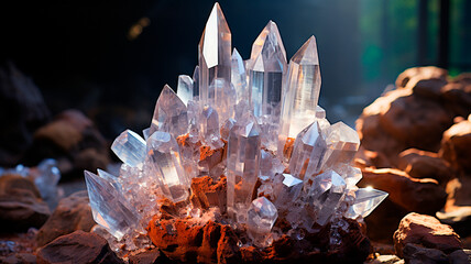 beautiful crystals of crystals of crystals and crystals in bright colors and bright colors in the in bright light, in the light. abstract background. design