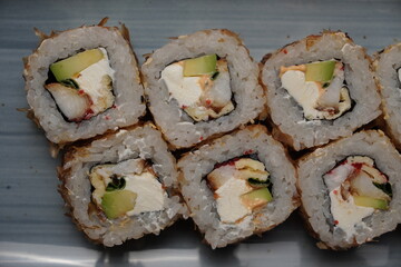 sushi, rolls, Japanese food, fish, rice