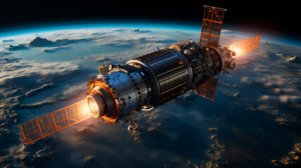 rocket ship in space. elements of this image furnished by nasa - obrazy, fototapety, plakaty