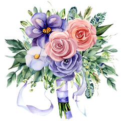 Ślubny bukiet kwiatów ilustracja - obrazy, fototapety, plakaty