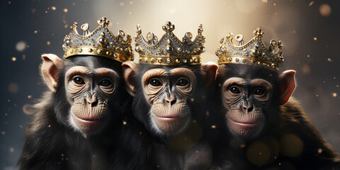 "Chimpanzee Sovereign: Wearing the Crown" | Background Design | AI Generated Artwork 