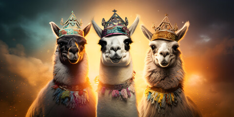 "Llama Majesty: Crowned Andean Royalty" | Background Design | AI Generated Artwork