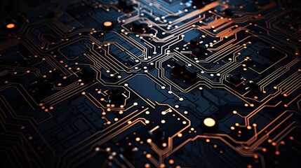 Futuristic image of the concept of blockchain technology formed by computer information processors.