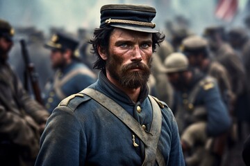 young soldier during the american civil war - obrazy, fototapety, plakaty