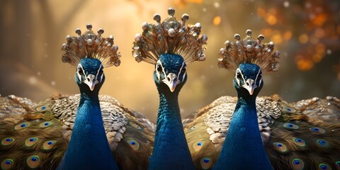 "Royal Plumage: Peacock with Crown" | Background Design | AI Generated Artwork
