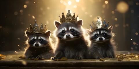 "Royal Raccoon Regent: Crowned Masked Majesty" | Background Design | Generative AI Artwork