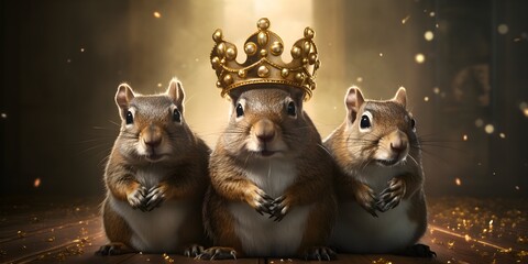 "Crowned Acorn Monarch: Squirrel Royalty" | Background Design | Generative AI Artwork