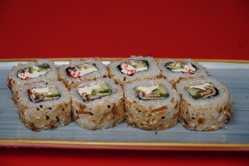 sushi, rolls, Japanese food, fish, rice